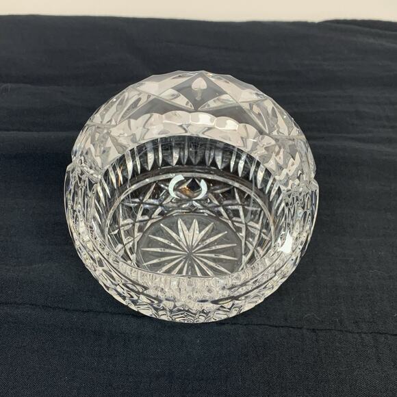Lead Crystal Heavy Cut Glass Etched Flower Basket w/ Handle Candy Dish Decor - Picture 2 of 9